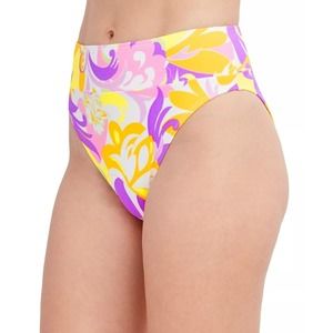 BCBGENERATION Give It A Swirl Printed High-Waist Bikini Bottoms